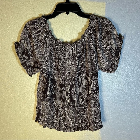 Vintage Faded Glory Y2K Top Size L Forest Fairy Grunge Babydoll Scrunched Brown - Picture 11 of 13
